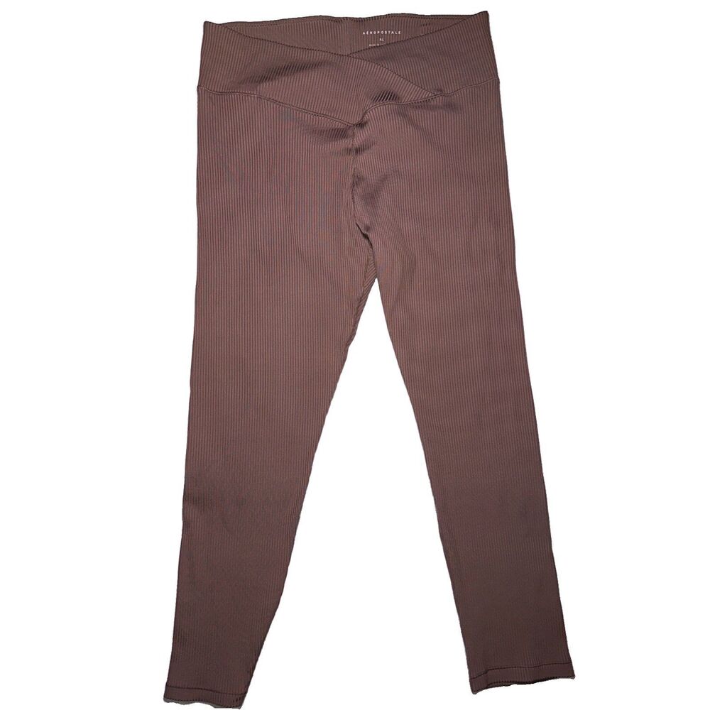 Aeropostale Women’s XL ribbed Leggings Stretch Pull On Casual Dark beige